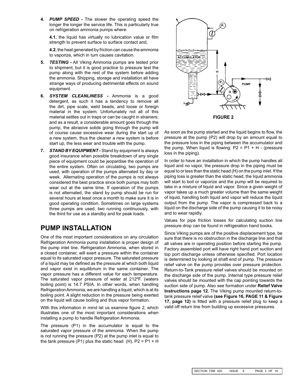 Pump installation | Viking Pump TSM420: HL-LL 4925 User Manual | Page 3 / 18