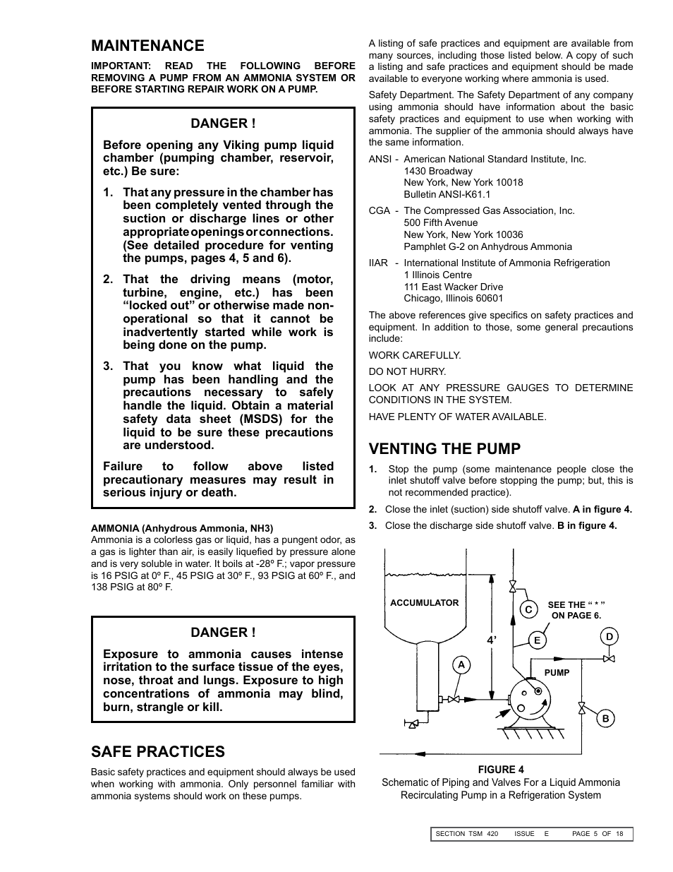 Safe practices venting the pump maintenance | Viking Pump TSM420: HL-LL 4925 User Manual | Page 5 / 18