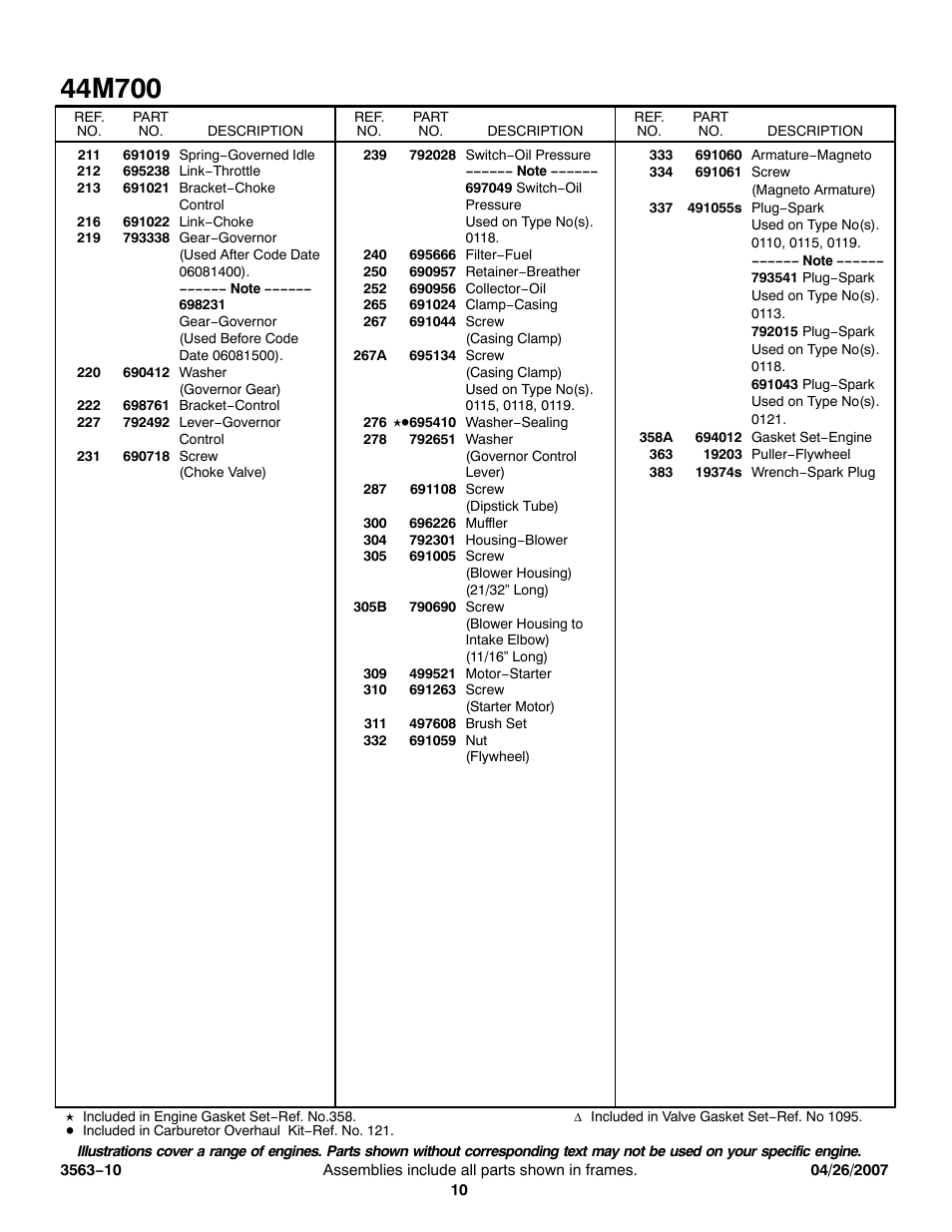 Briggs & Stratton 44M700 User Manual | Page 10 / 12