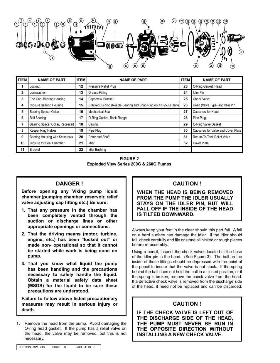 Caution, Danger | Viking Pump TSM443: K-LL 4205-G LP Gas User Manual | Page 4 / 8