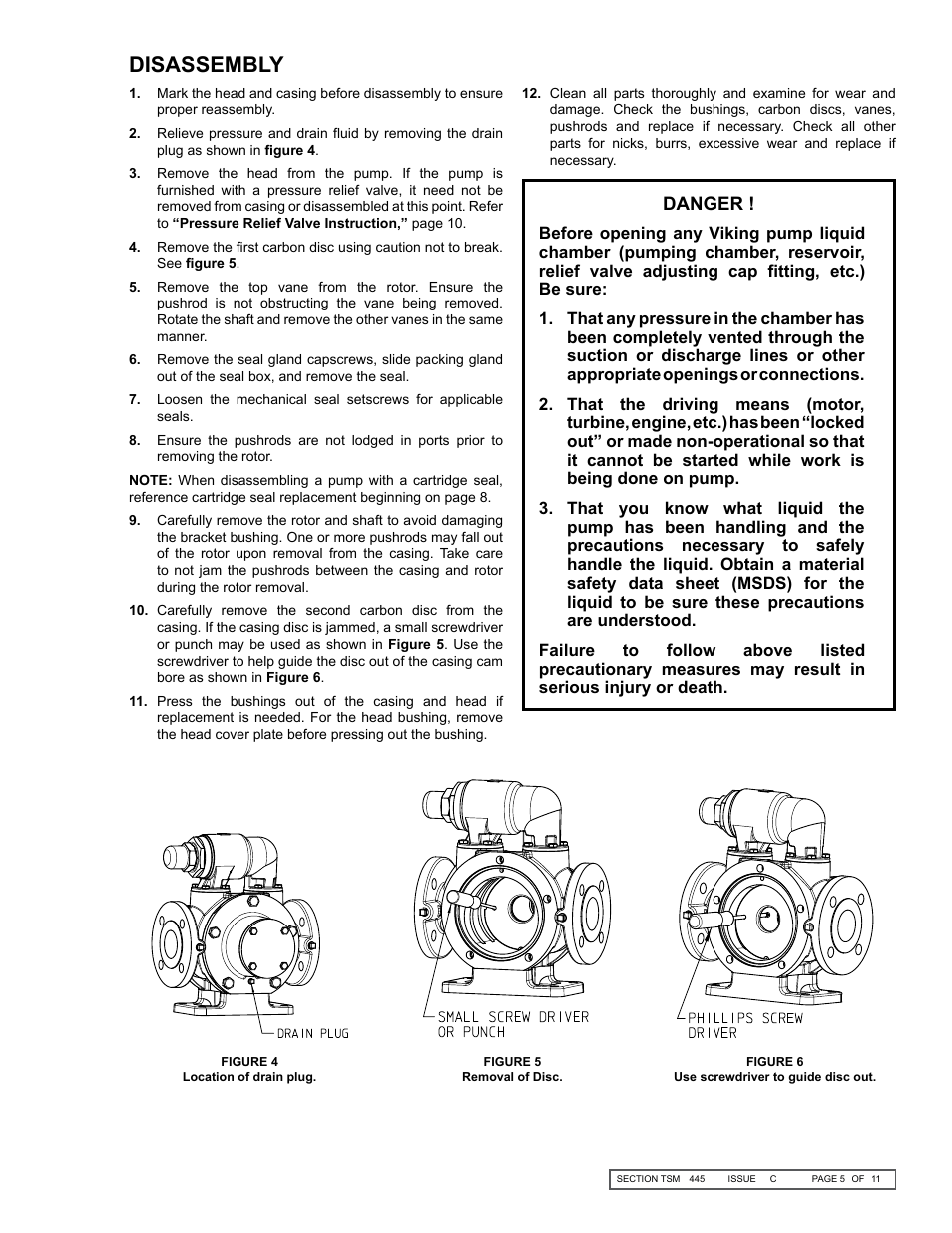 Disassembly | Viking Pump TSM445: LVP Vane Pumps User Manual | Page 5 / 11