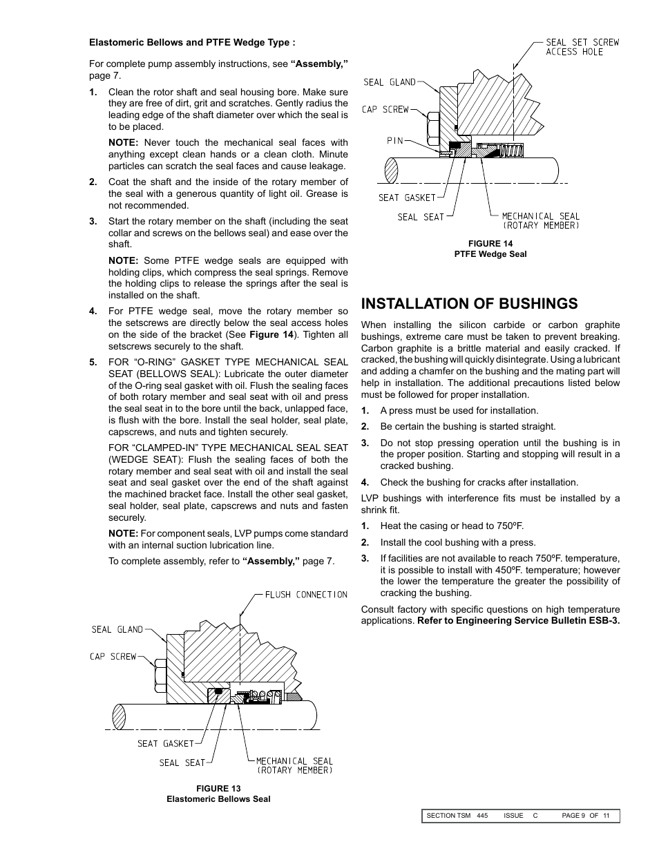 Installation of bushings | Viking Pump TSM445: LVP Vane Pumps User Manual | Page 9 / 11