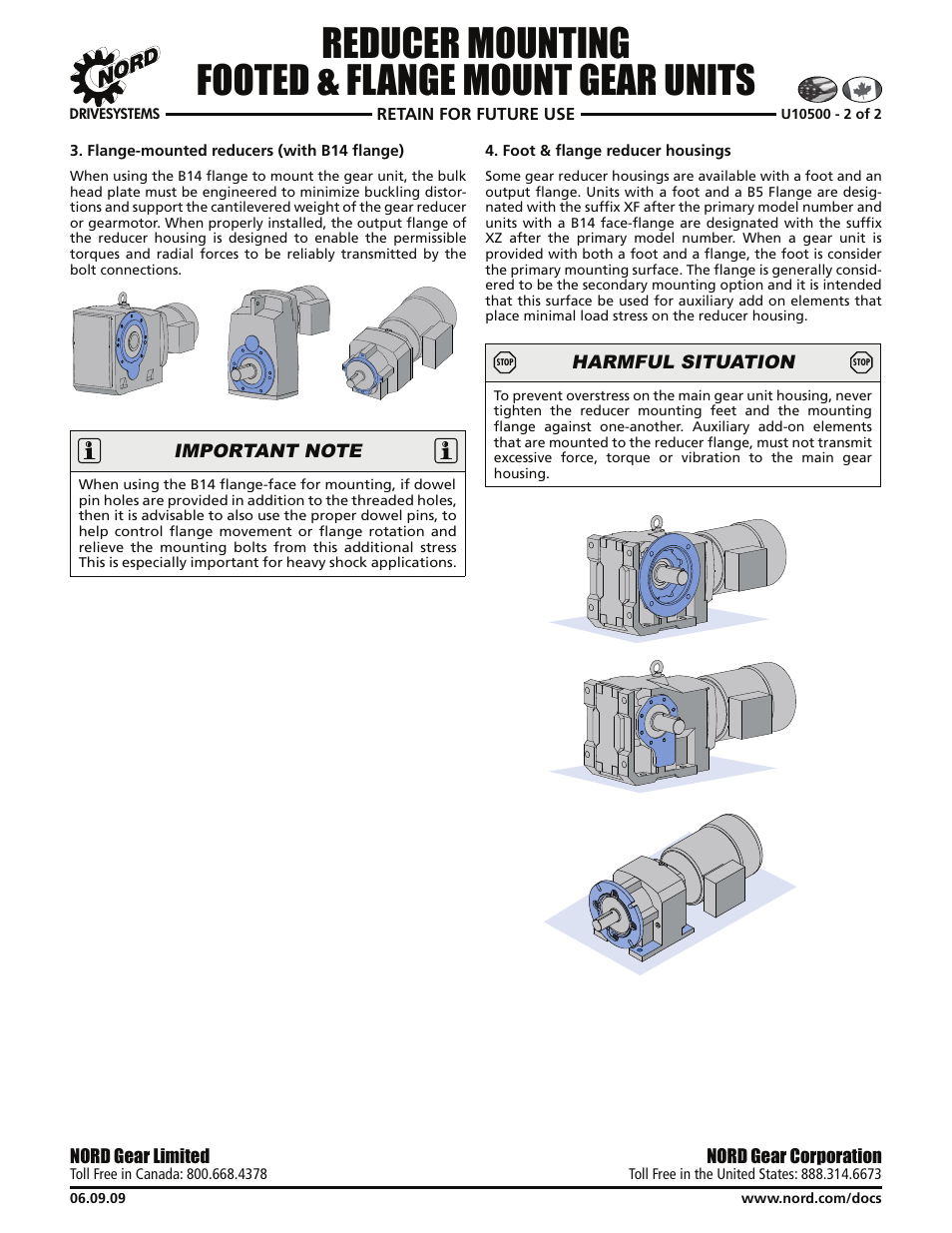 Reducer mounting footed & flange mount gear units | Viking Pump NORD TSM For Helical Inline Reducers User Manual | Page 11 / 29