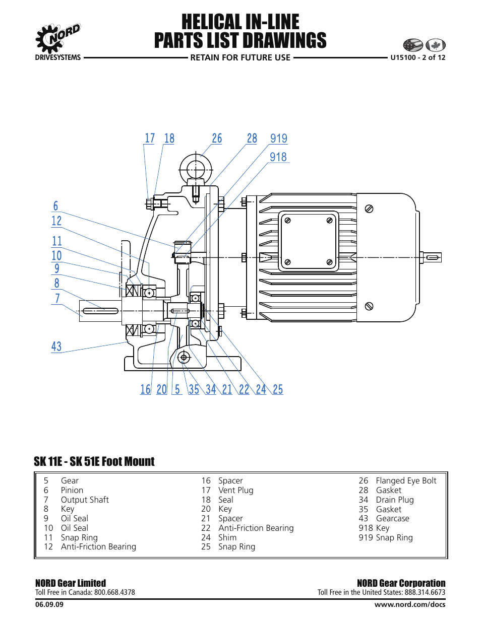 Helical in-line parts list drawings, Sk 11e - sk 51e foot mount | Viking Pump NORD TSM For Helical Inline Reducers User Manual | Page 19 / 29