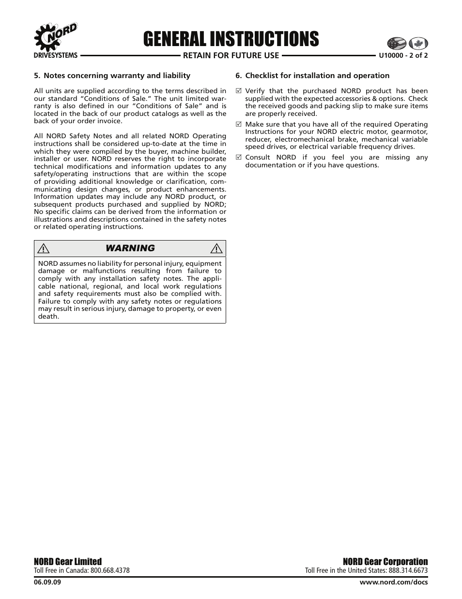 General instructions | Viking Pump NORD TSM For Helical Inline Reducers User Manual | Page 2 / 29