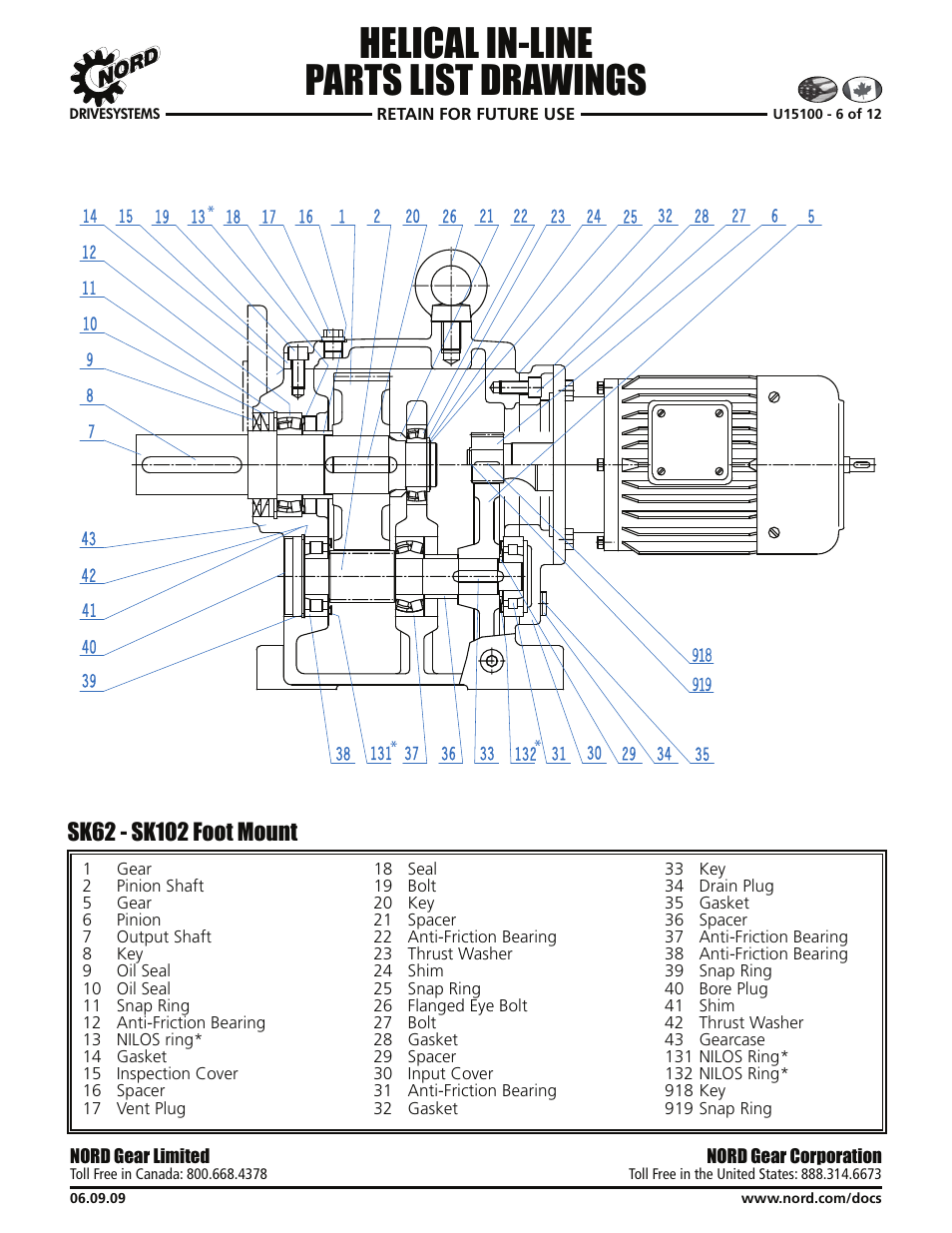 Helical in-line parts list drawings | Viking Pump NORD TSM For Helical Inline Reducers User Manual | Page 23 / 29