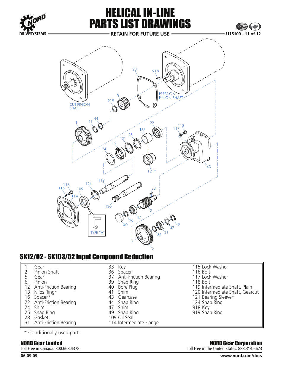 Helical in-line parts list drawings, Nord gear corporation, Nord gear limited | Viking Pump NORD TSM For Helical Inline Reducers User Manual | Page 28 / 29