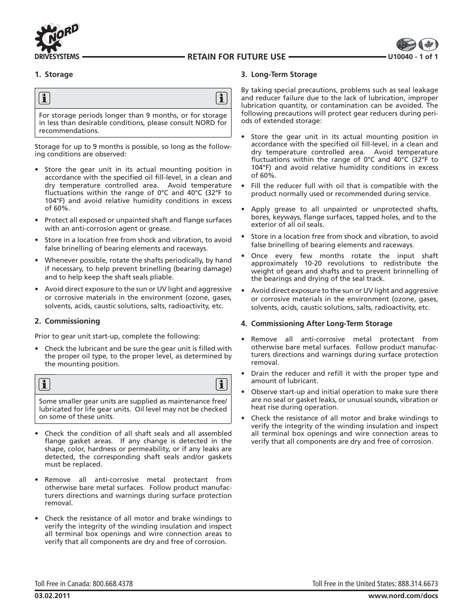 Storage & commissioning | Viking Pump NORD TSM For NORDBLOC.1 Reducers User Manual | Page 5 / 17