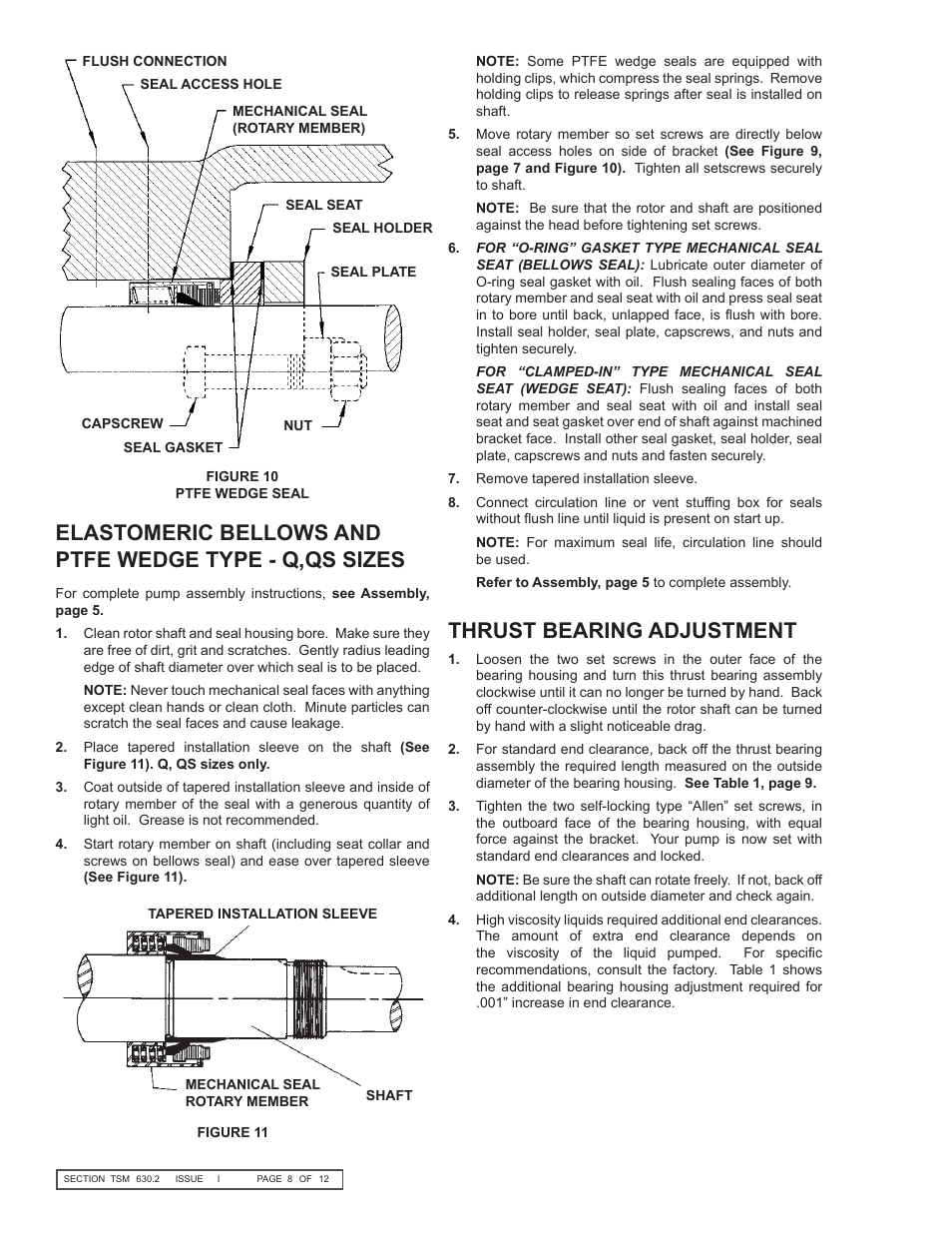 Thrust bearing adjustment | Viking Pump TSM630.2: LS-QS Universal Seal User Manual | Page 8 / 12