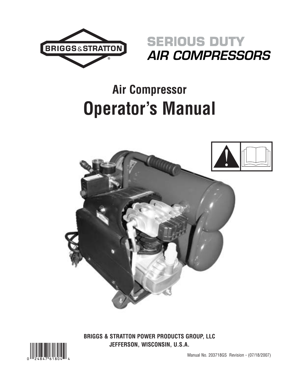 Briggs & Stratton Air Compressor User Manual | 60 pages