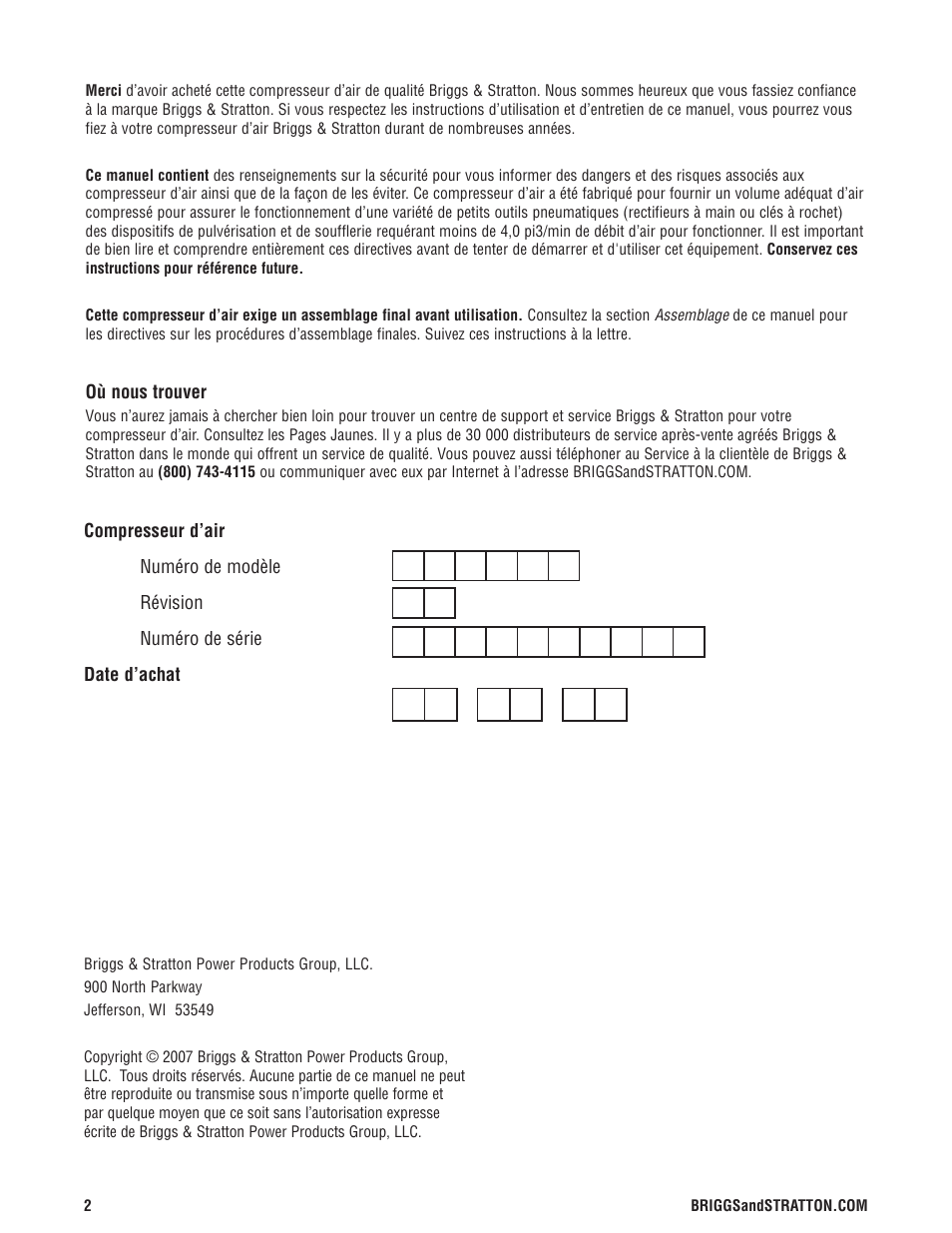 Briggs & Stratton Air Compressor User Manual | Page 42 / 60