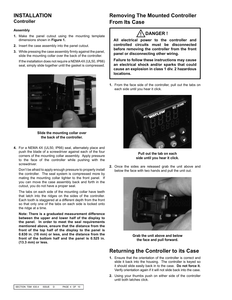 Installation, Danger, Controller | Viking Pump TSM630.4: K-QS 124E Controller User Manual | Page 4 / 10