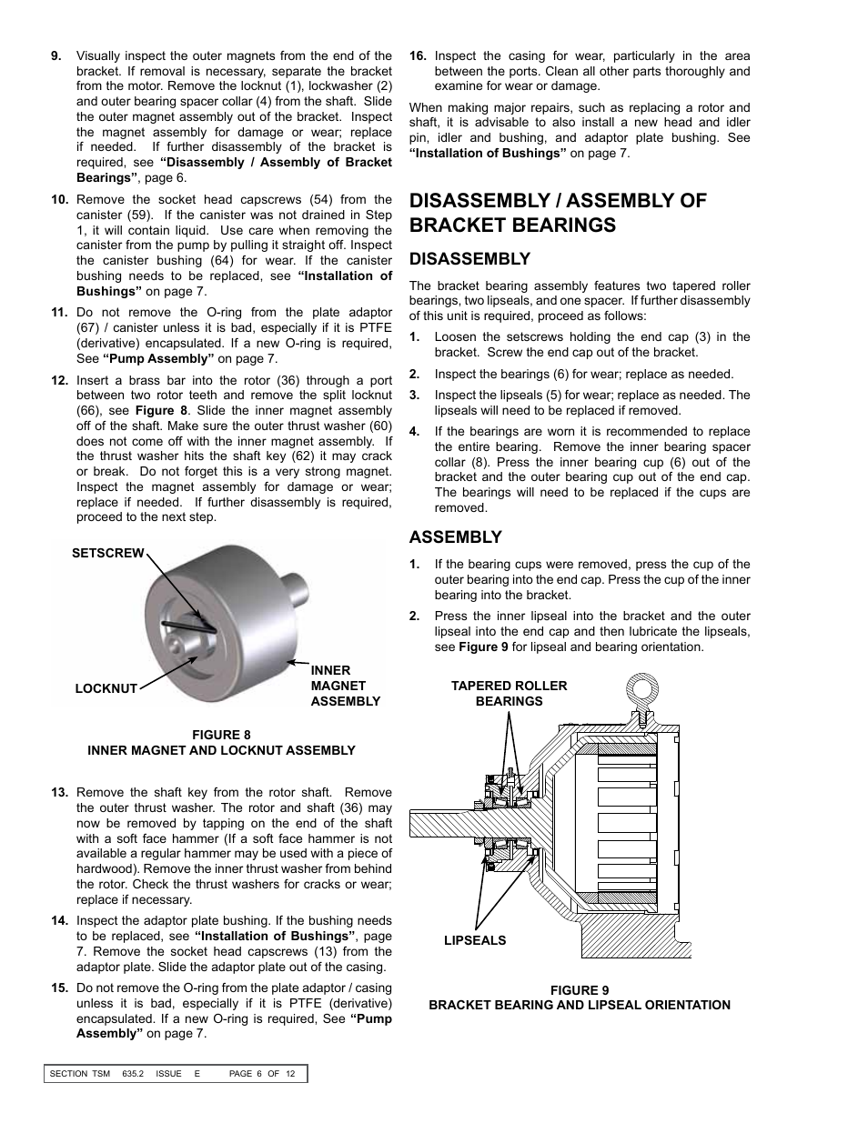 Disassembly / assembly of bracket bearings, Disassembly, Assembly | Viking Pump TSM635.2: K-LS Universal Mag Drive User Manual | Page 6 / 12