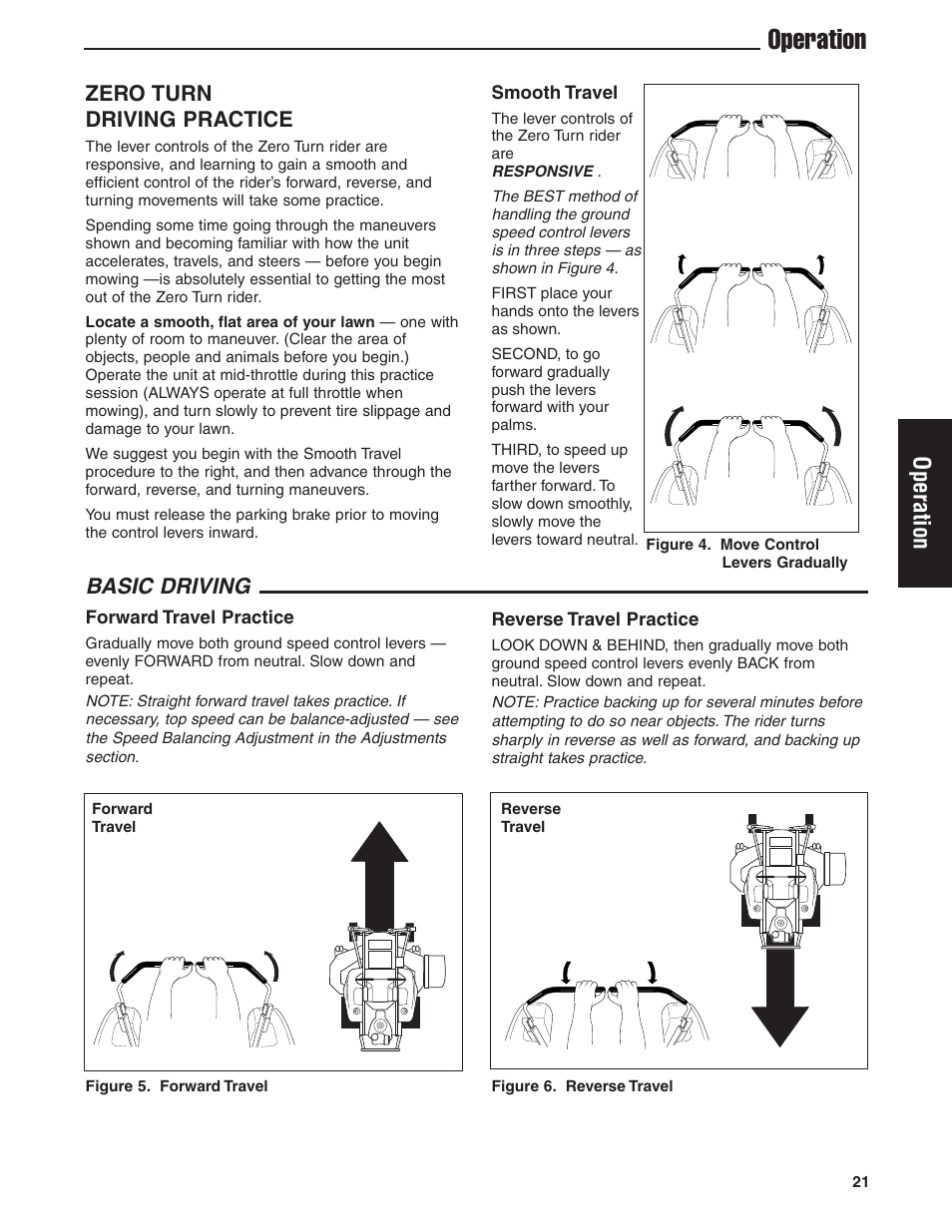 Operation, Basic driving, Zero turn driving practice | Briggs & Stratton Ferris 5900619 User Manual | Page 23 / 56