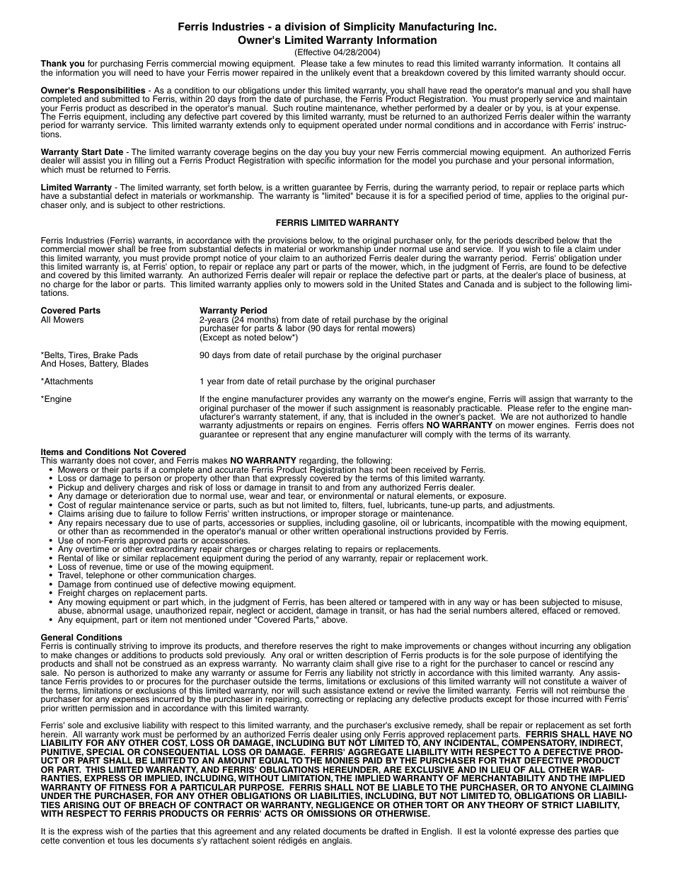 Briggs & Stratton Ferris 5900619 User Manual | Page 55 / 56