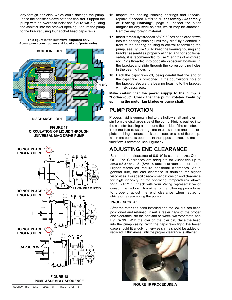 Pump rotation, Adjusting end clearance | Viking Pump TSM635.3: Q-QS Universal Mag Drive User Manual | Page 10 / 13