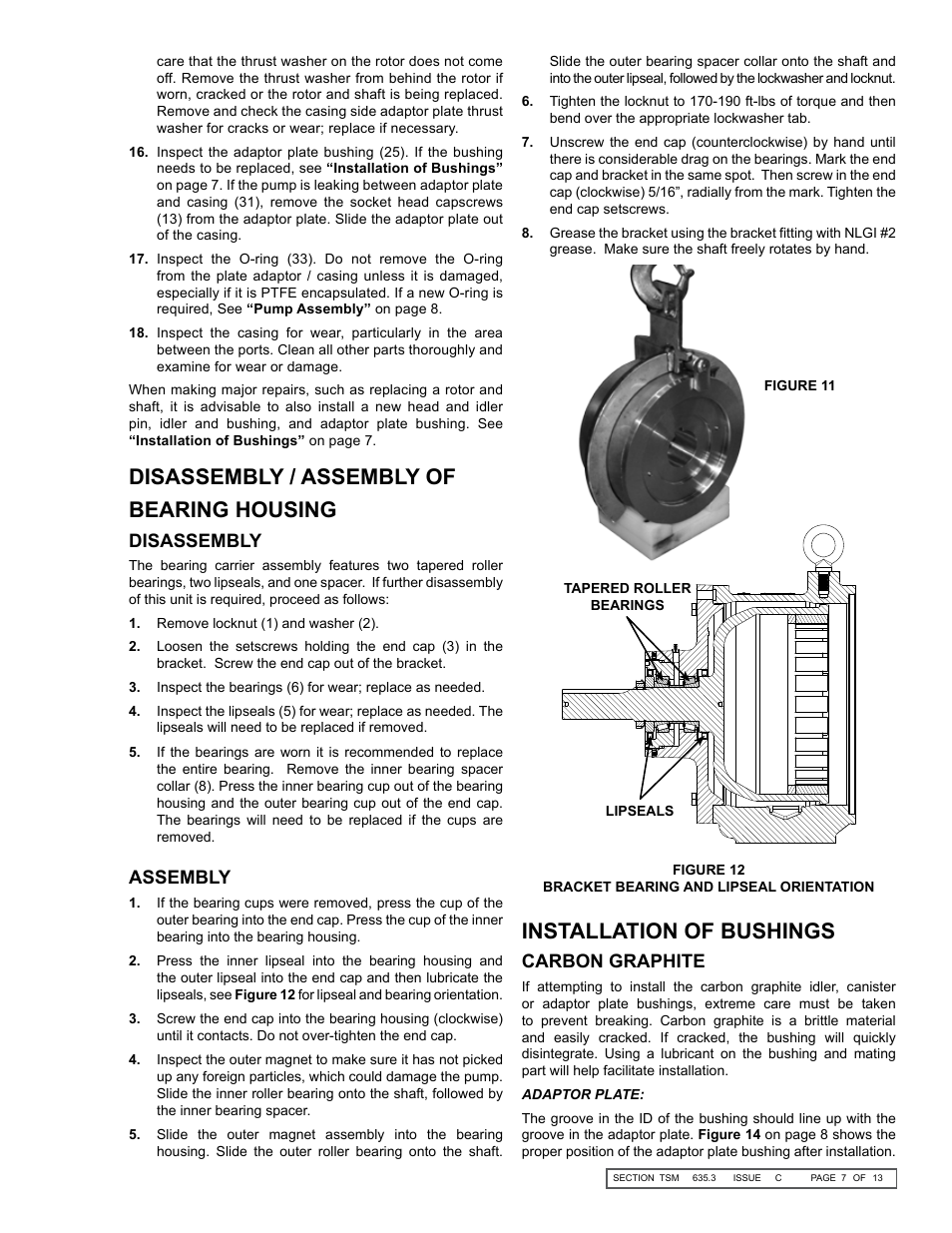 Disassembly / assembly of bearing housing, Installation of bushings, Disassembly | Assembly, Carbon graphite | Viking Pump TSM635.3: Q-QS Universal Mag Drive User Manual | Page 7 / 13