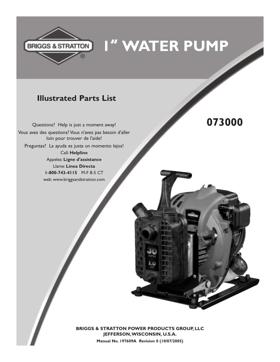 Briggs & Stratton 073000 User Manual | 3 pages