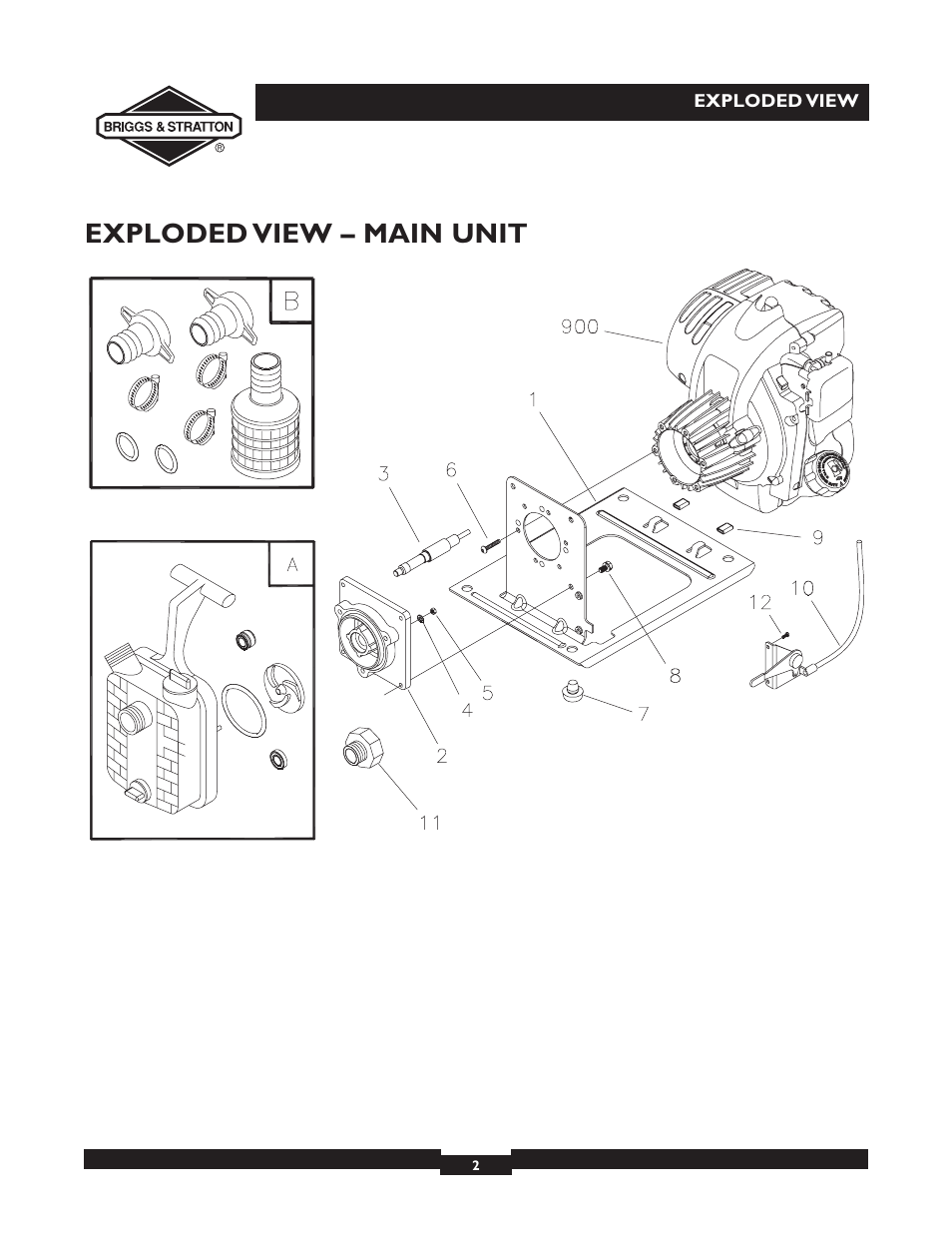 Exploded view – main unit | Briggs & Stratton 073000 User Manual | Page 2 / 3