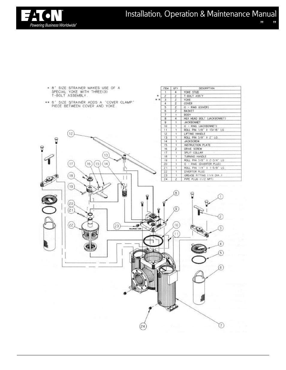 Exploded view | Viking Pump TSM641.2 Eaton Model 50 Duplex Basket Strainer, Sizes 5 - 8 User Manual | Page 5 / 6