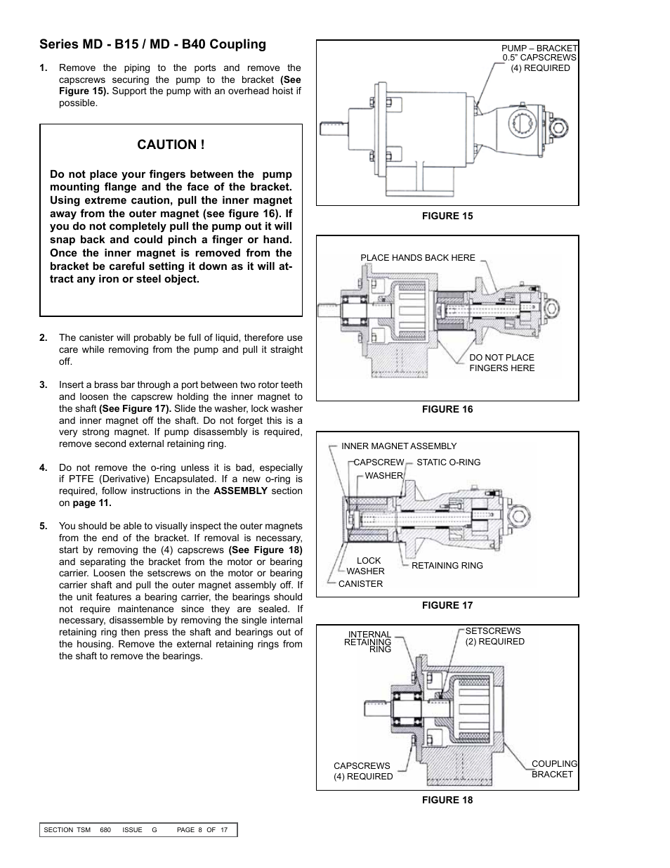 Series md - b15 / md - b40 coupling, Caution | Viking Pump TSM680: 895, 893 and 897 Mag Drive User Manual | Page 8 / 17