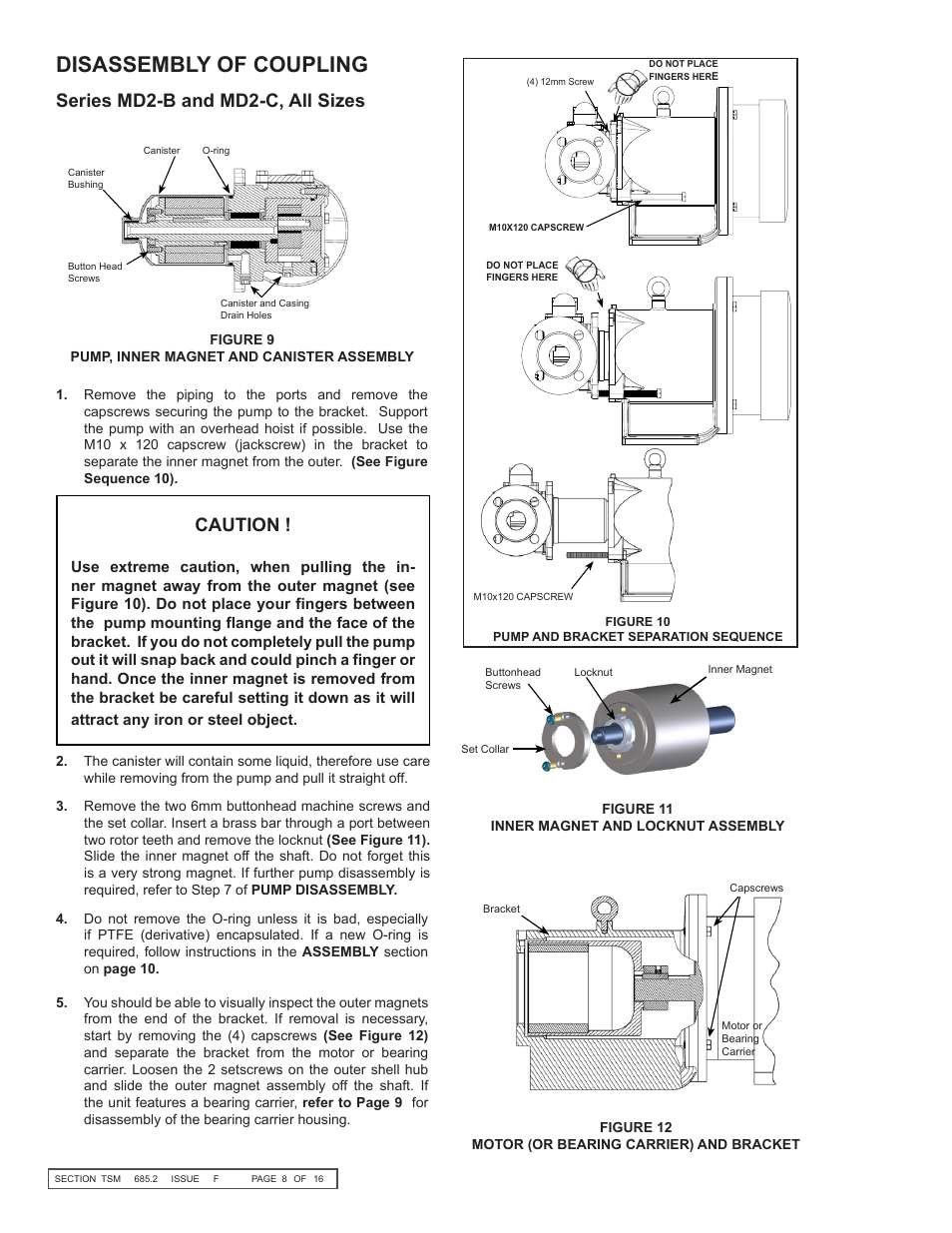 Disassembly of coupling, Series md2-b and md2-c, all sizes, Caution | Viking Pump TSM685.2: AS-KKE 855 User Manual | Page 8 / 16