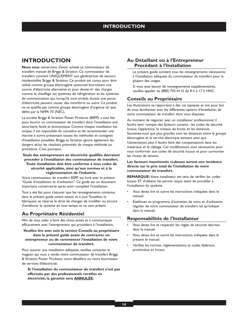 Introduction | Briggs & Stratton 50A NEMA 3R User Manual | Page 14 / 28