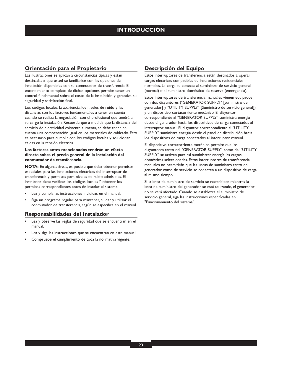 Briggs & Stratton 50A NEMA 3R User Manual | Page 23 / 28