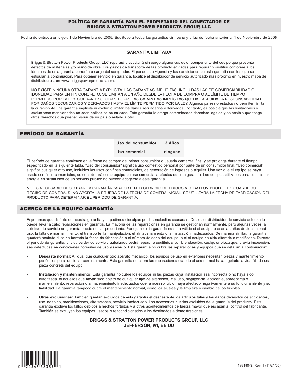 Briggs & Stratton 50A NEMA 3R User Manual | Page 28 / 28