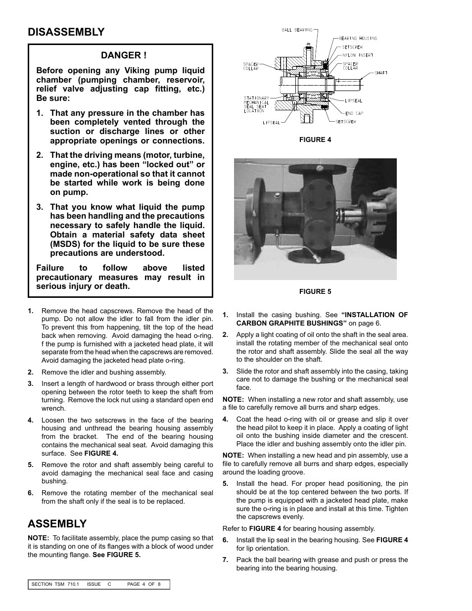 Disassembly, Assembly | Viking Pump TSM710.1: HLE-ALE 4076/4176 User Manual | Page 4 / 8