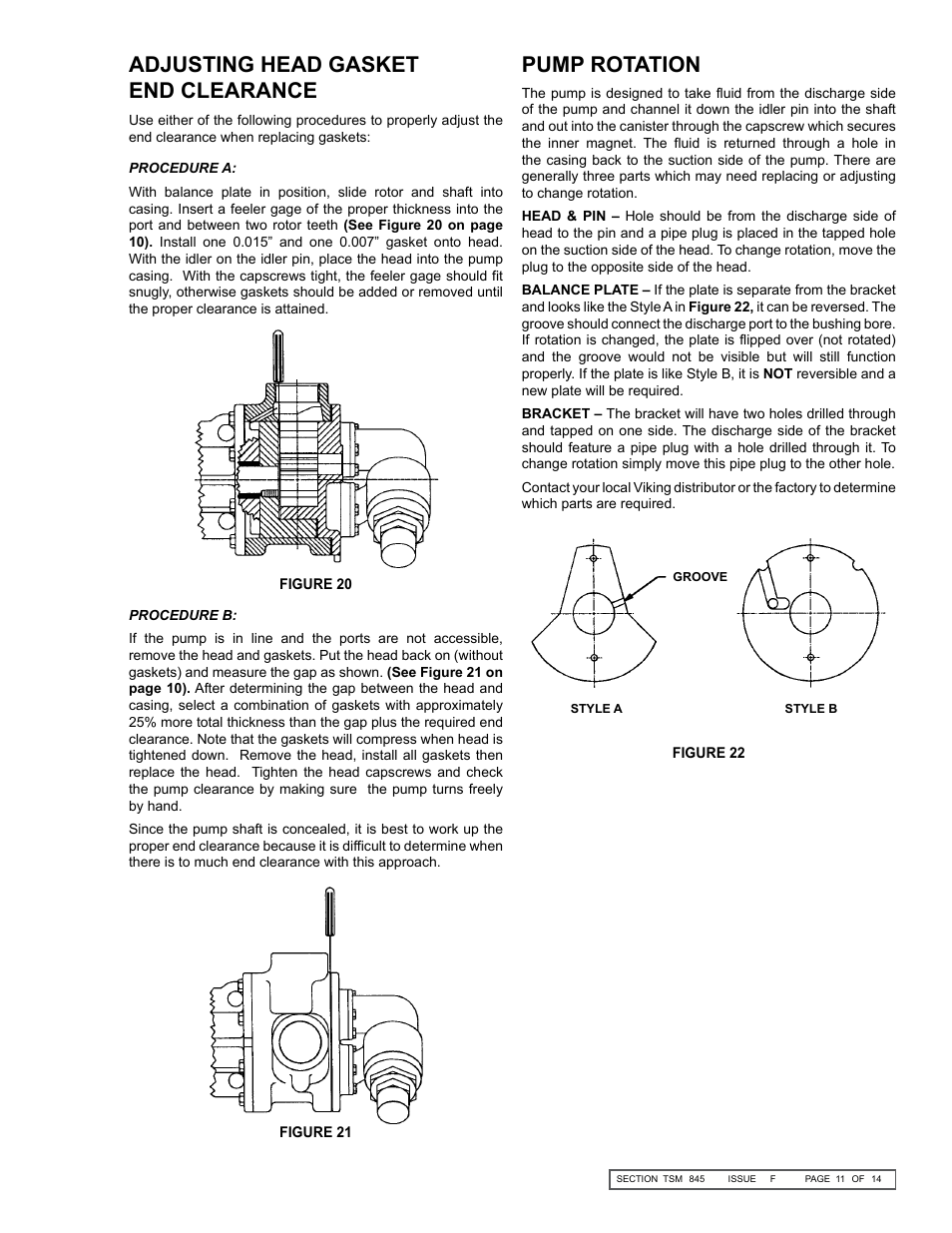Adjusting head gasket end clearance pump rotation | Viking Pump TSM845: K-KK 825, 823, 827 User Manual | Page 11 / 14