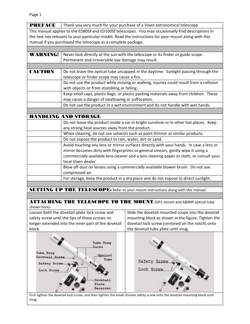 Vixen ED100Sf User Manual | Page 2 / 5