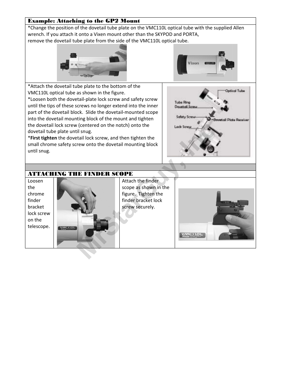 Mrstarguy, inc | Vixen VMC110 User Manual | Page 3 / 6