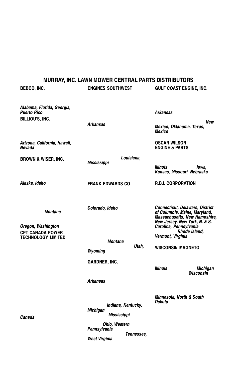 How to order repair parts, Murray, inc. lawn mower central parts distributors | Briggs & Stratton Push User Manual | Page 28 / 28