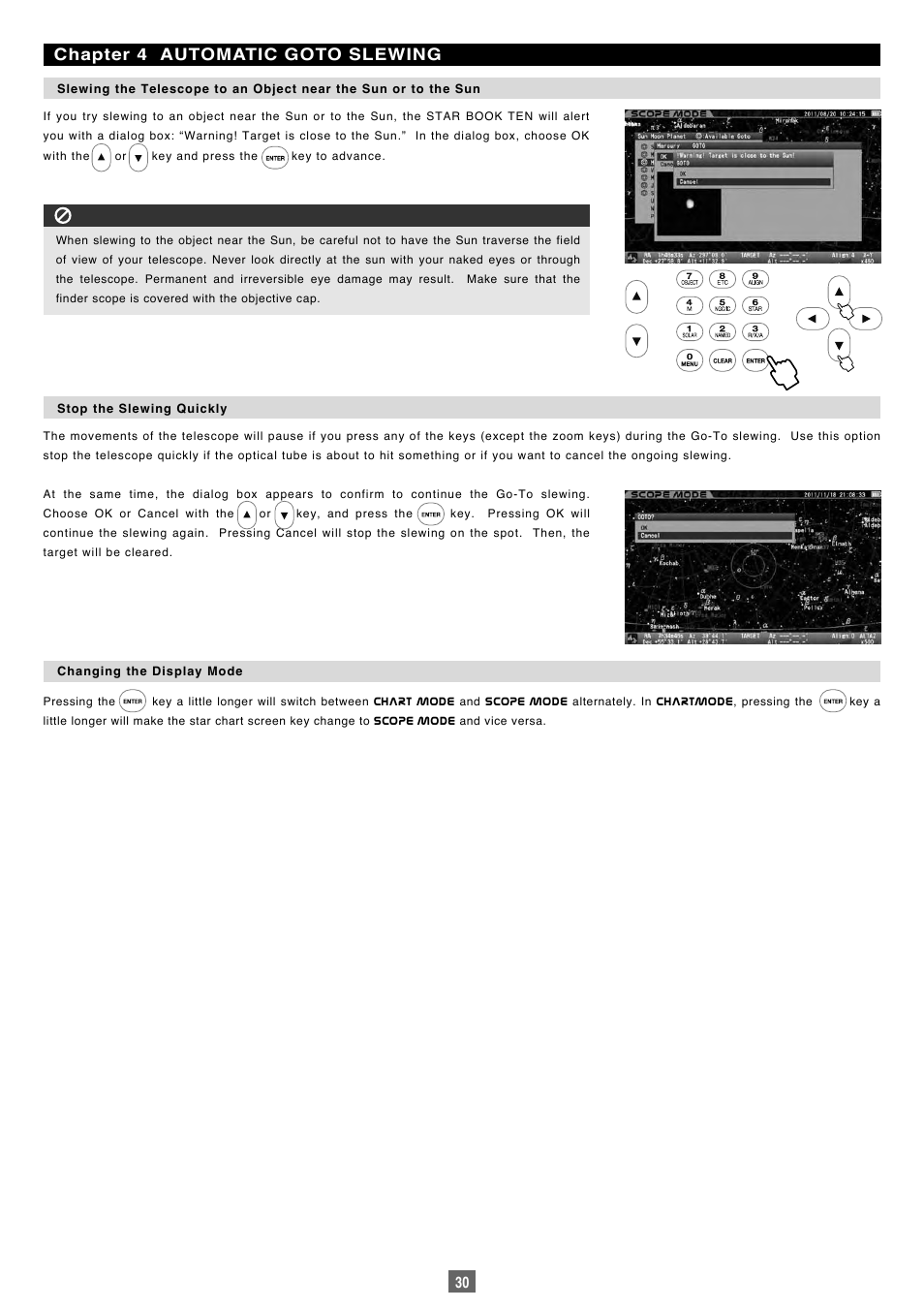 Chapter 4 automatic goto slewing, Caution | Vixen Sphinx SXP User Manual | Page 30 / 102