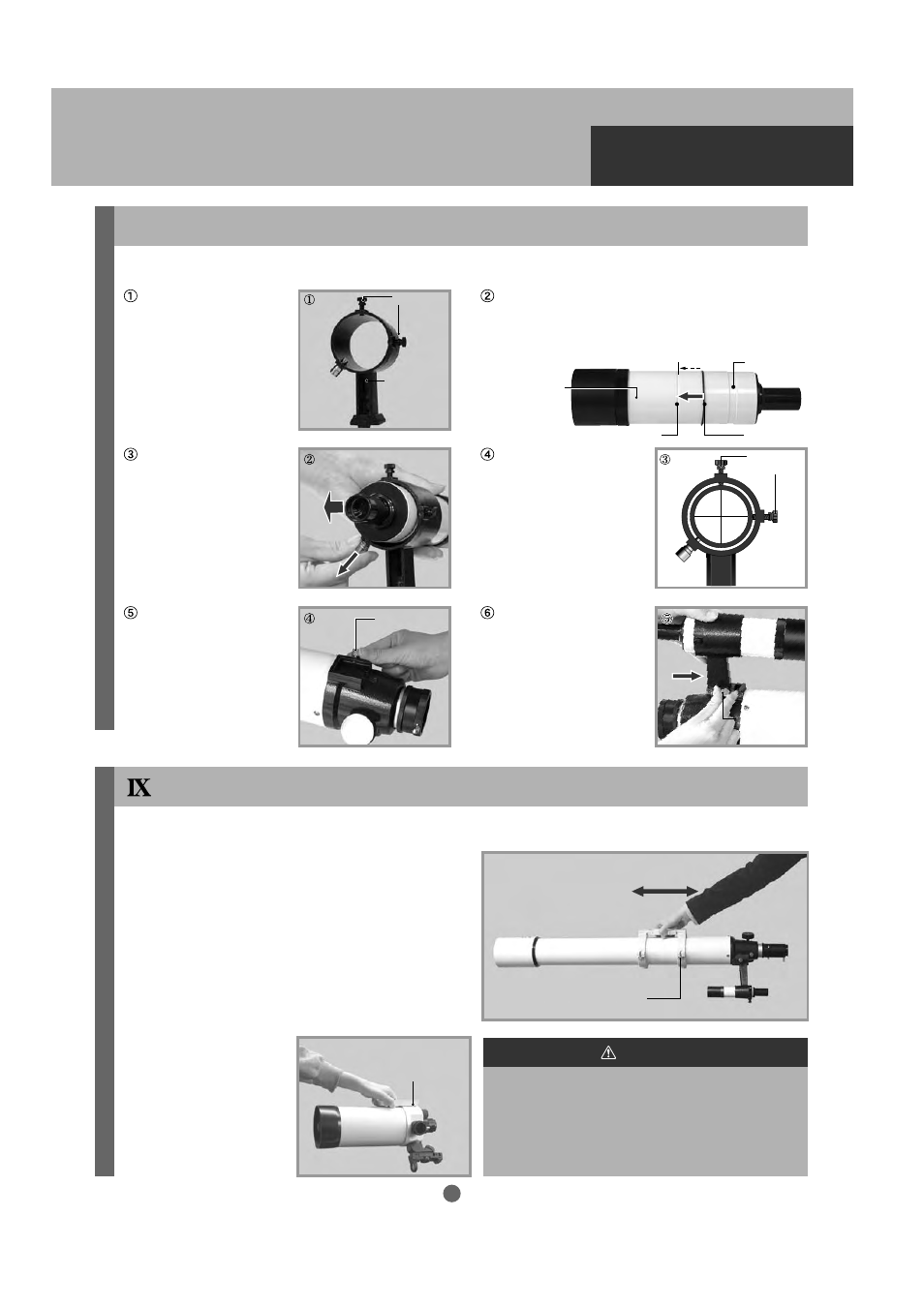 Preparation, Attaching the finder scope (ed80sf), Warning | Vixen SKYPOD Altazimuth Mount User Manual | Page 15 / 48