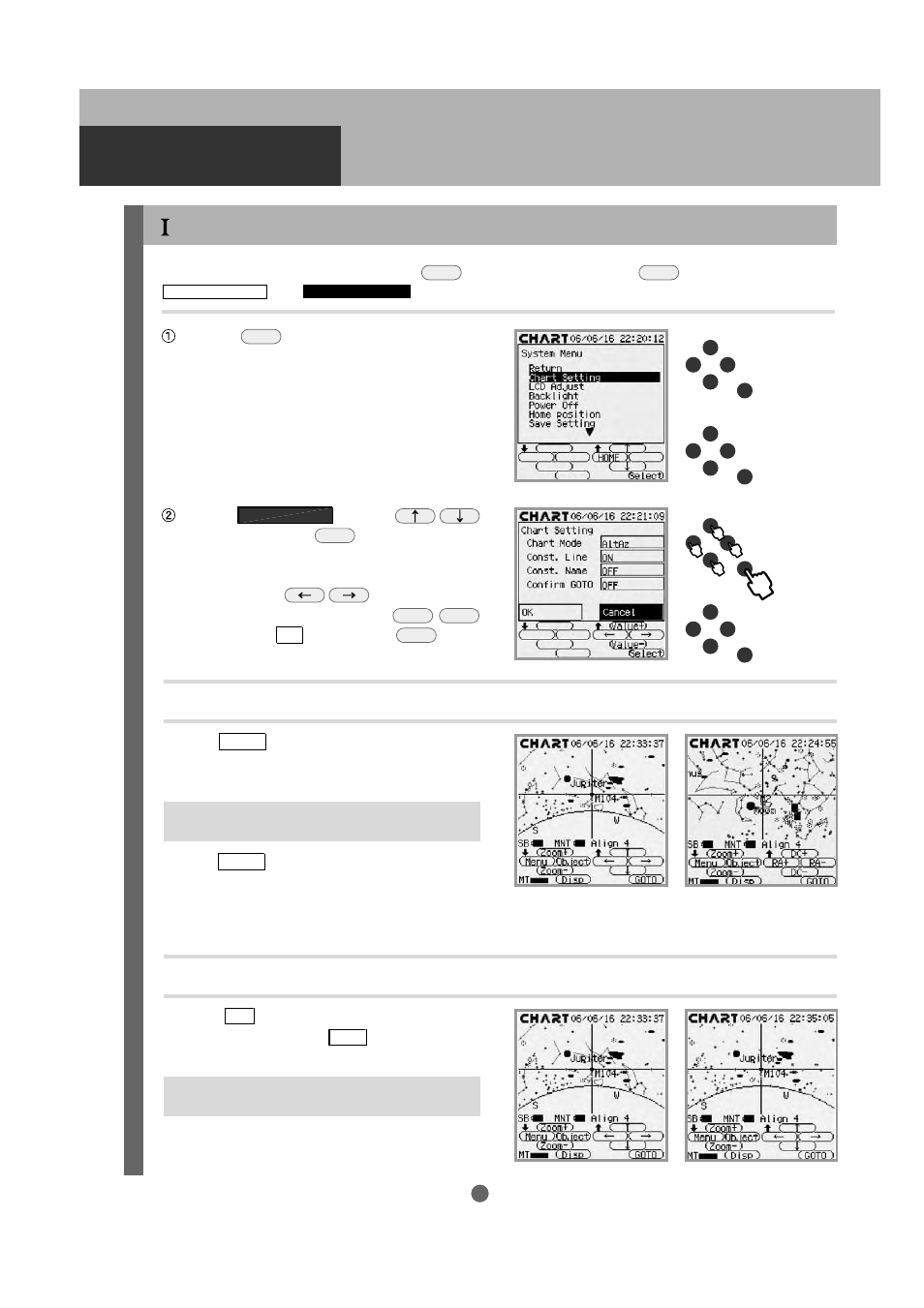 Application, Chart setting | Vixen SKYPOD Altazimuth Mount User Manual | Page 44 / 48