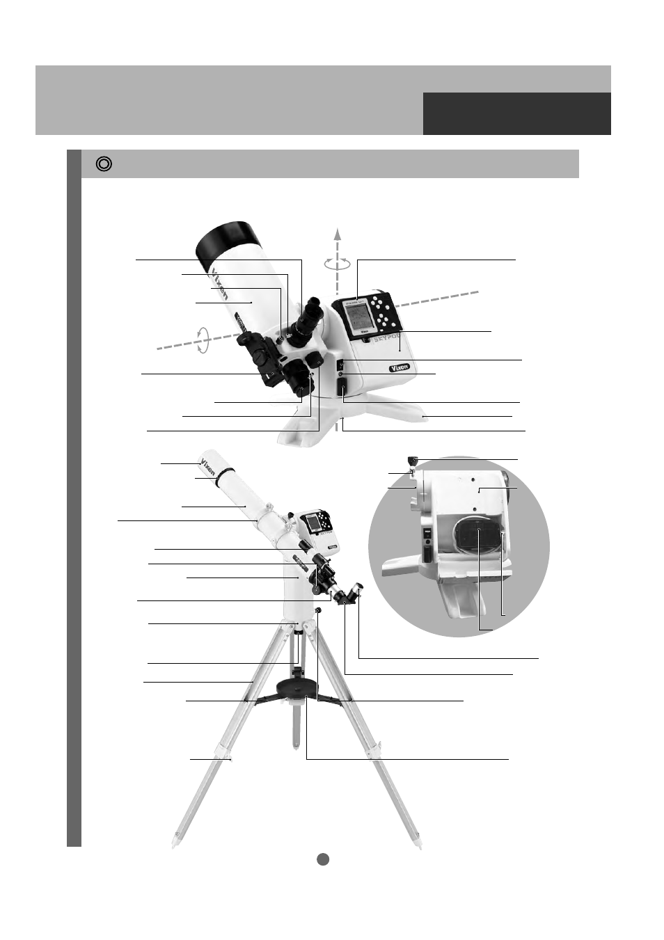 Before use, Parts descriptions : skypod mount and tripod | Vixen SKYPOD Altazimuth Mount User Manual | Page 5 / 48