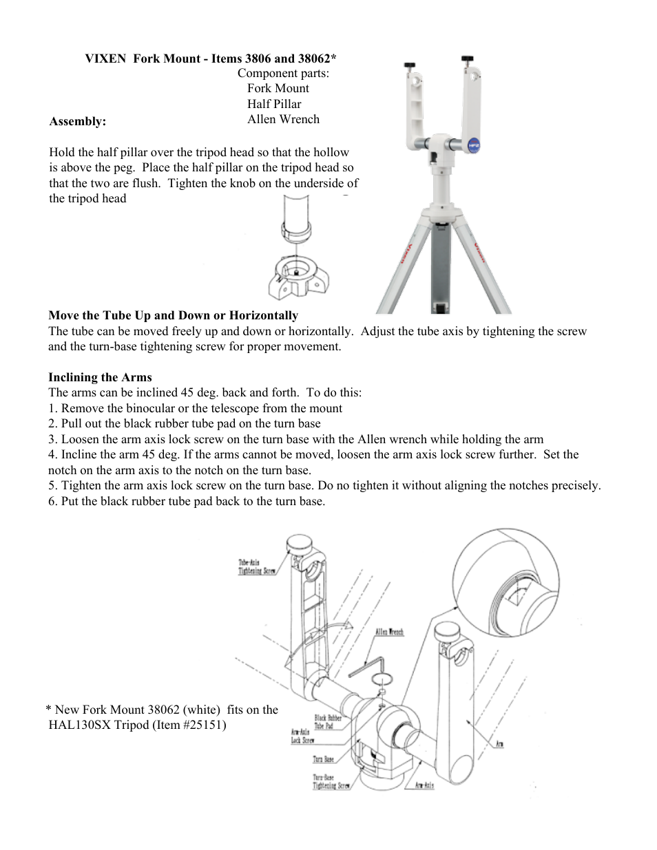 Vixen 38062 Fork Mount User Manual | 1 page