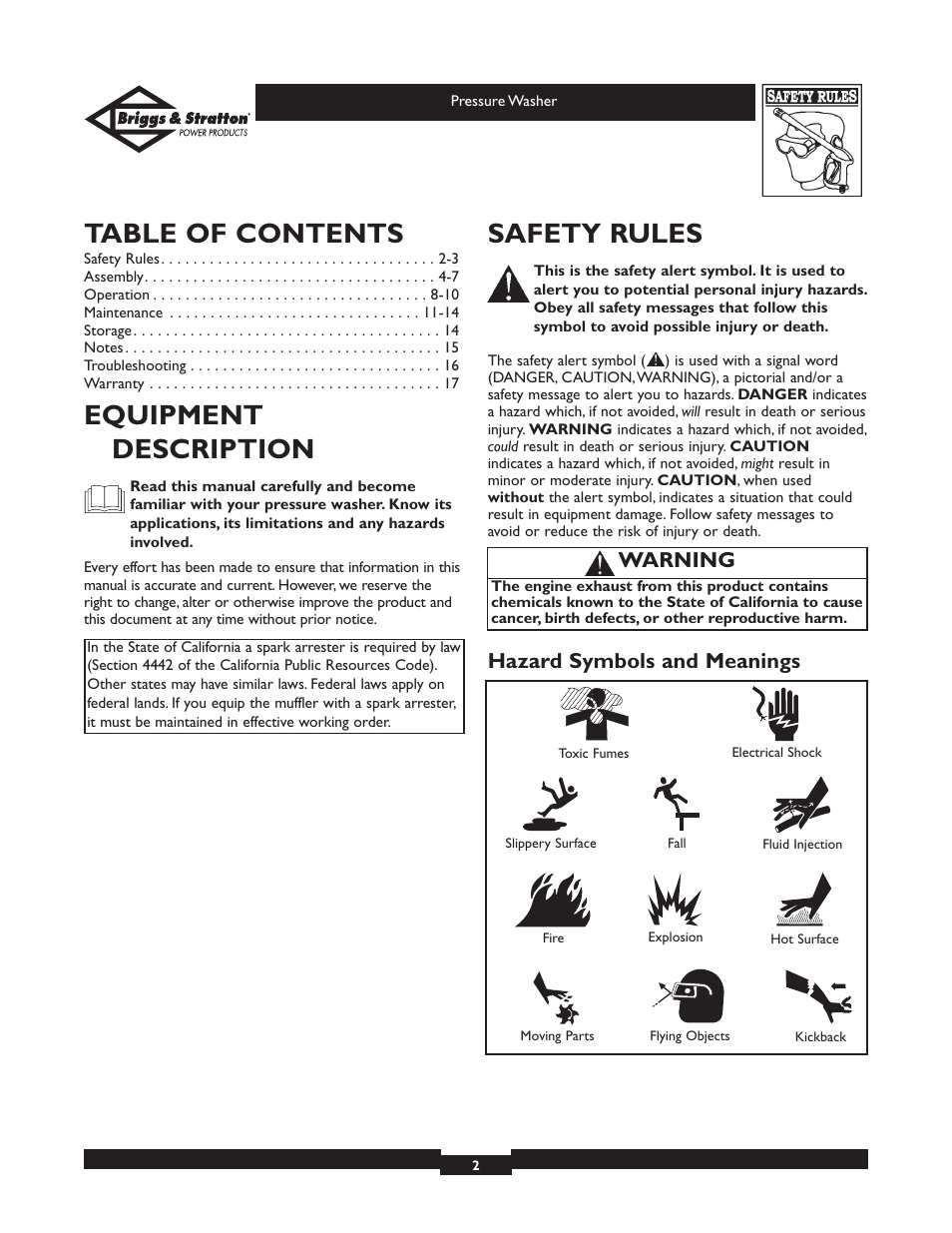 Briggs & Stratton 01936 User Manual | Page 2 / 35