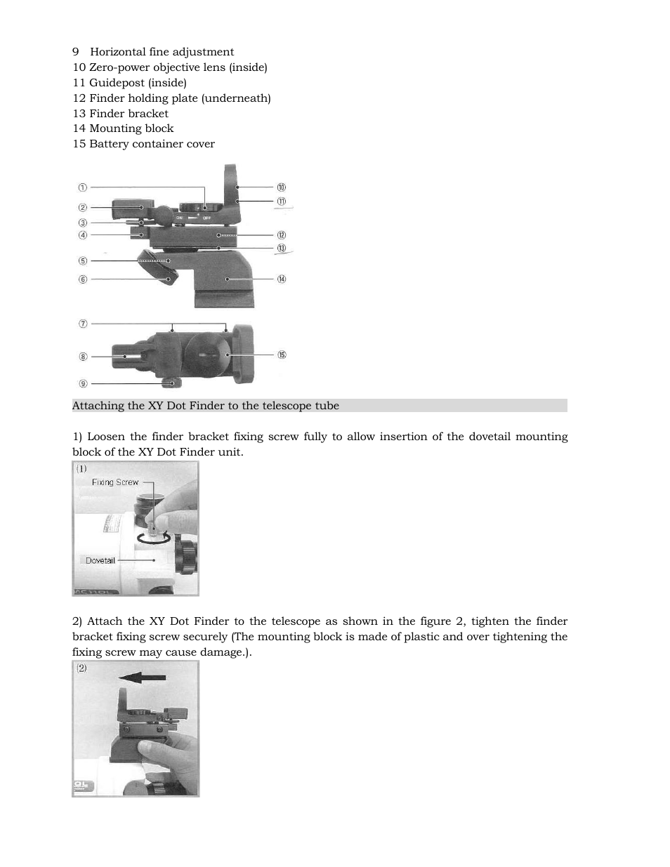 Vixen XY Dot Finder User Manual | Page 2 / 6