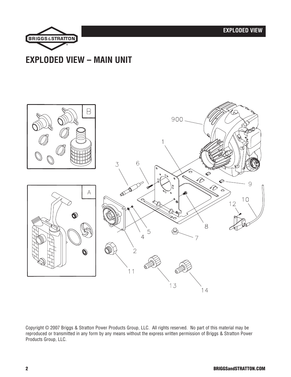 Exploded view – main unit | Briggs & Stratton 73005 User Manual | Page 2 / 3