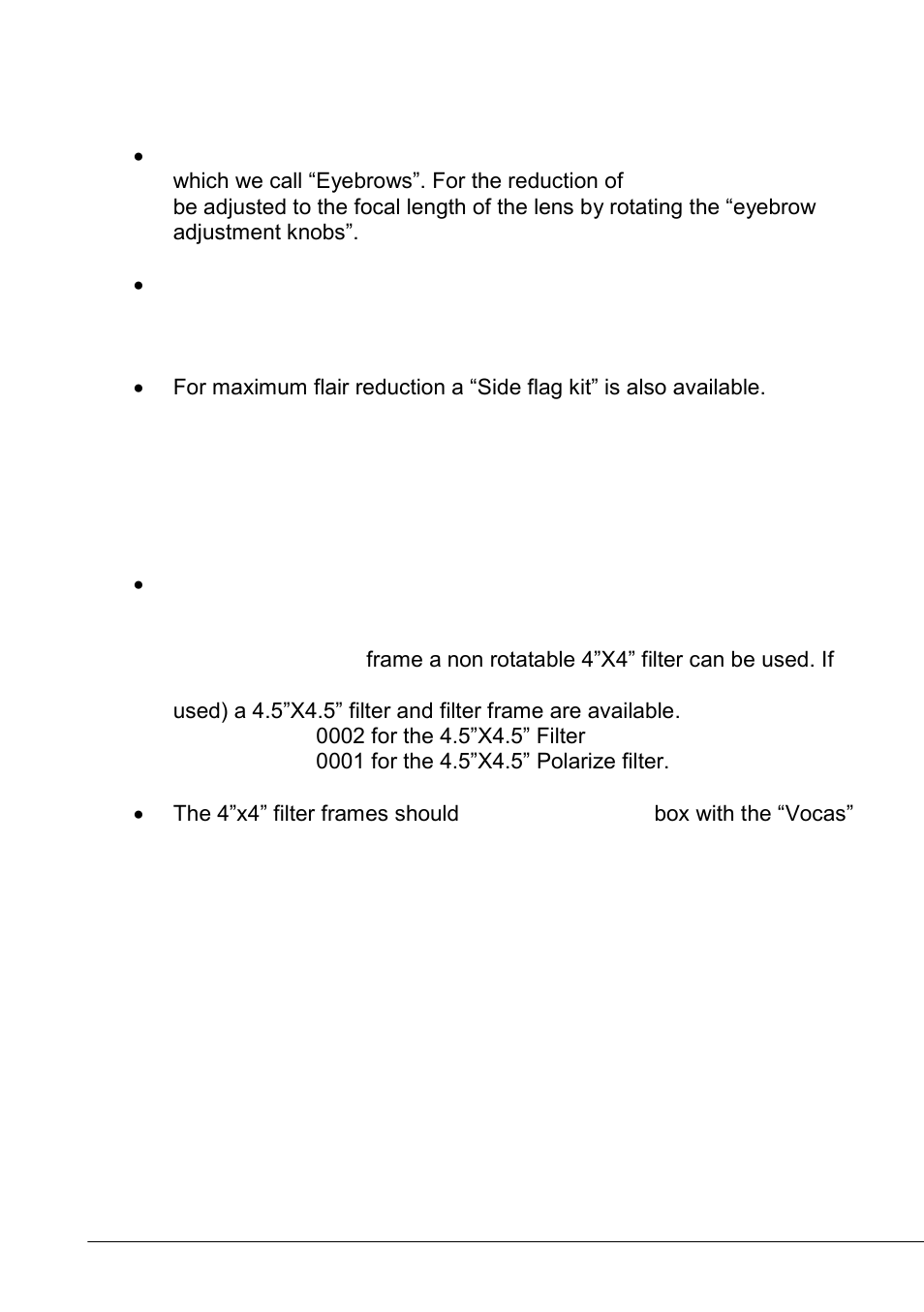 Common directions for using this matte box, Hints for using this mattebox on wide angle lenses | Vocas MB-325 matte box User Manual | Page 4 / 6