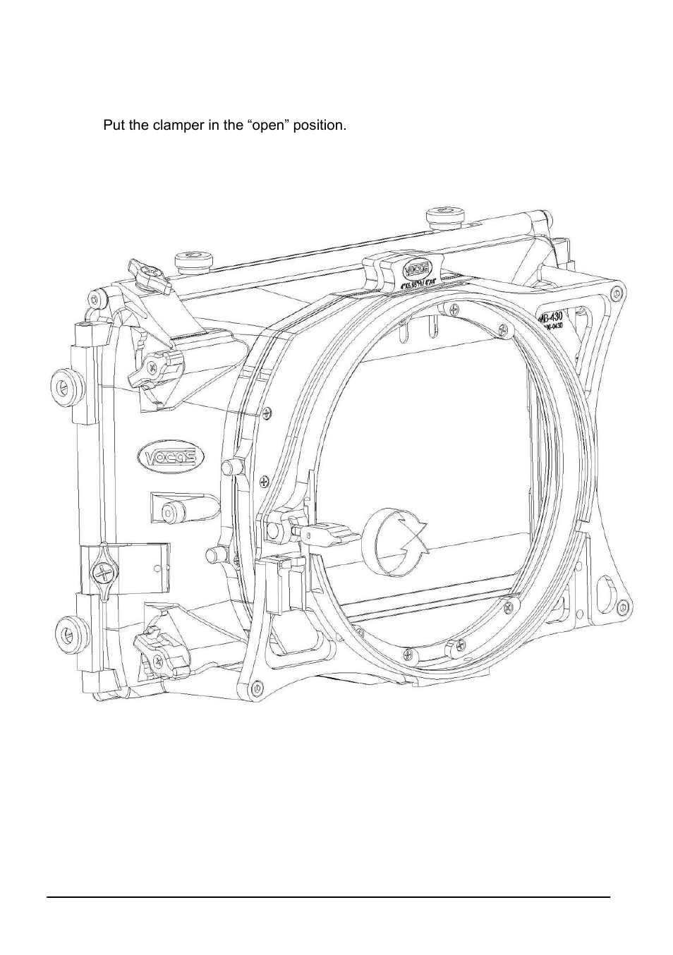 Adjusting the clamping mechanism of this matte box | Vocas MB-435 matte box User Manual | Page 6 / 7