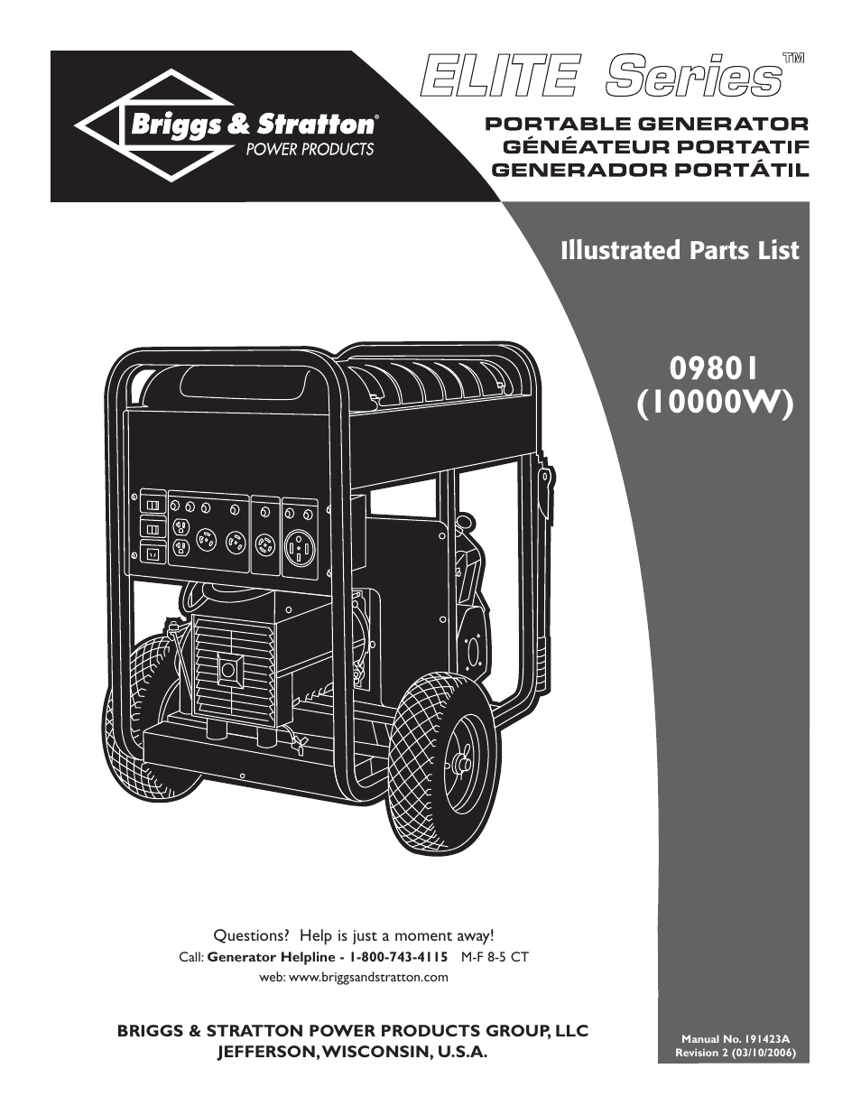 Briggs & Stratton ELITE SERIES 9801 User Manual | 6 pages