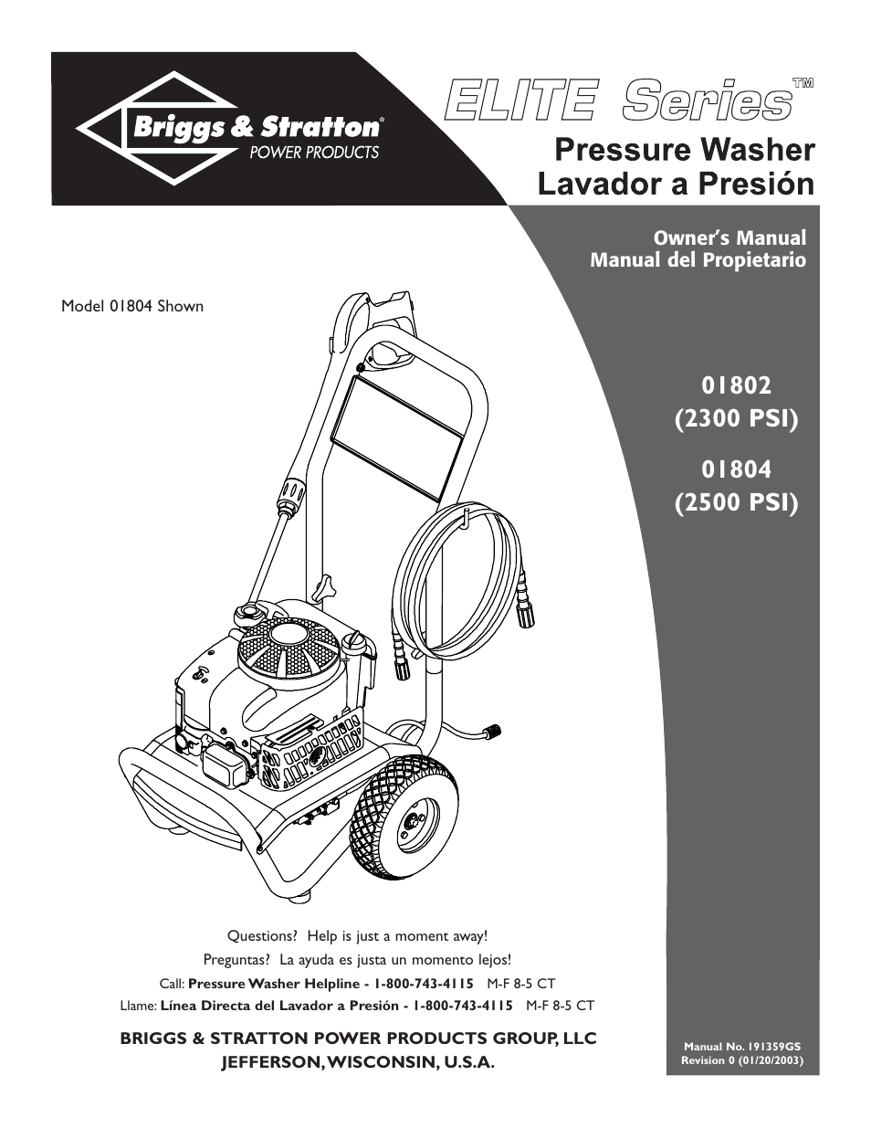 Briggs & Stratton Elite Series 01804 User Manual | 28 pages