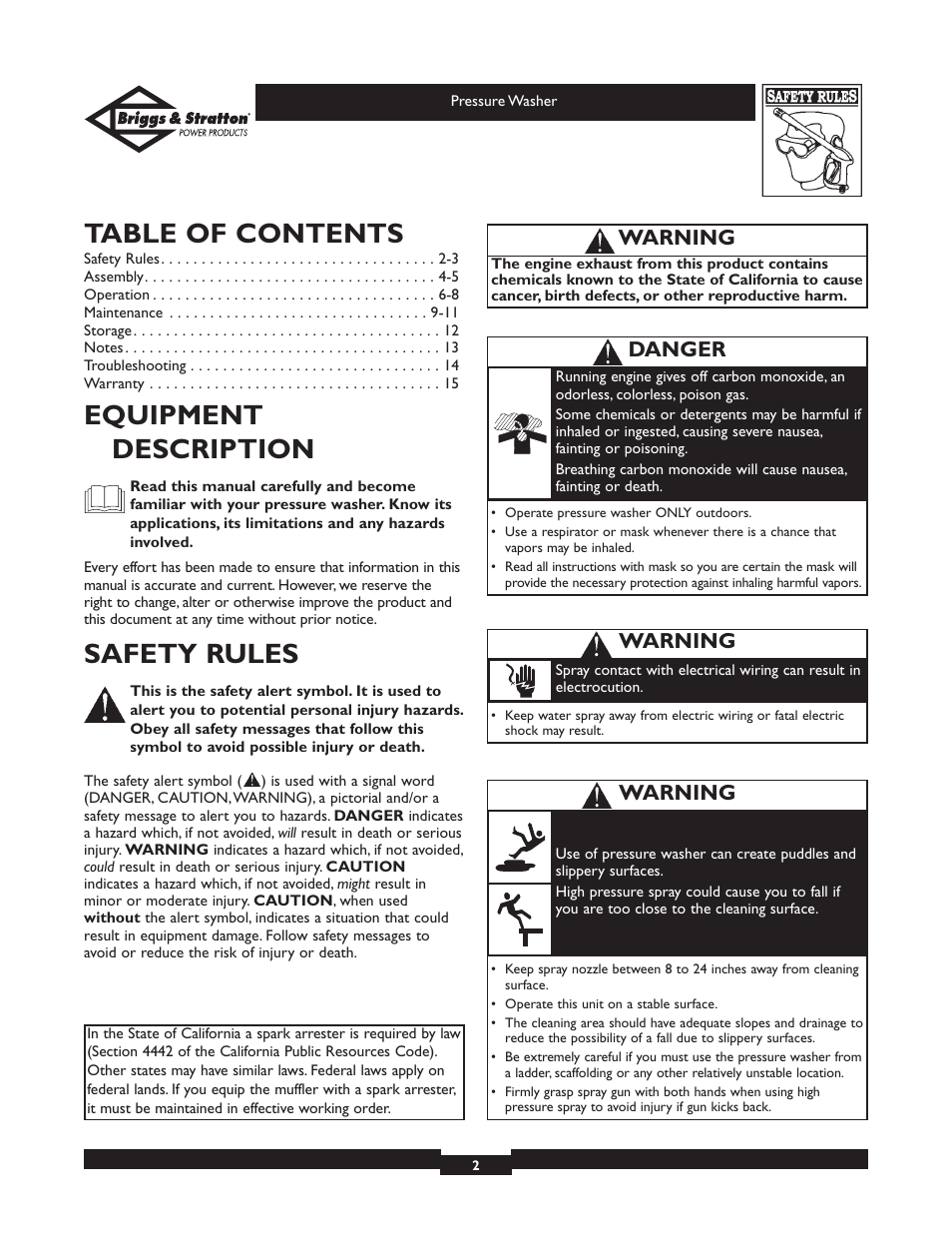 Briggs & Stratton Elite Series 01804 User Manual | Page 2 / 28