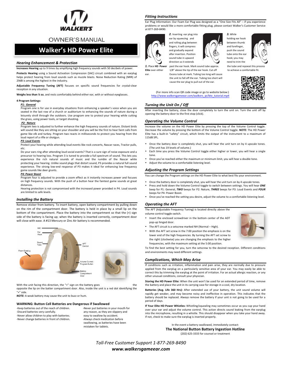 Walker's Game Ear Digital HD Power Elite User Manual | 3 pages