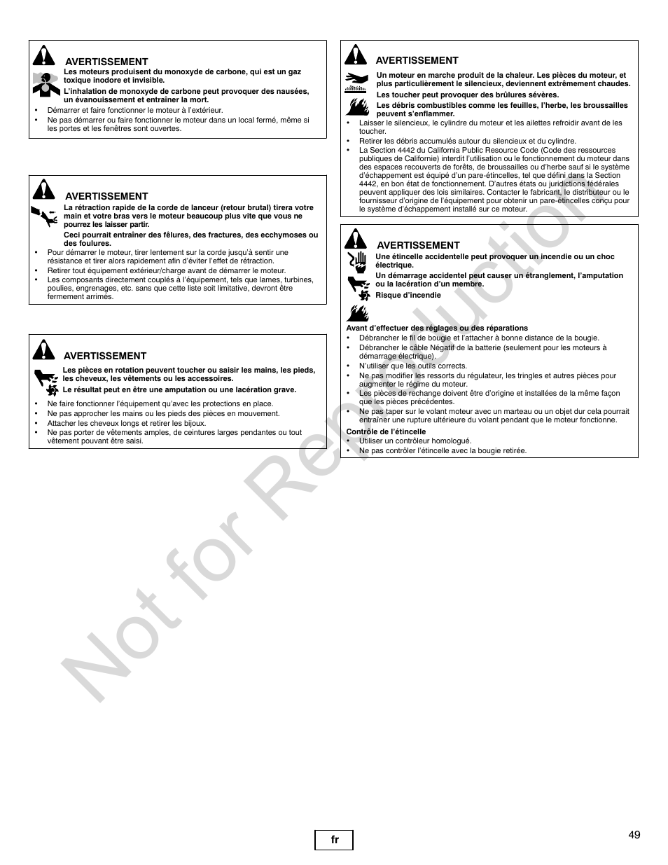Not for reproduction | Briggs & Stratton 440000 User Manual | Page 49 / 92