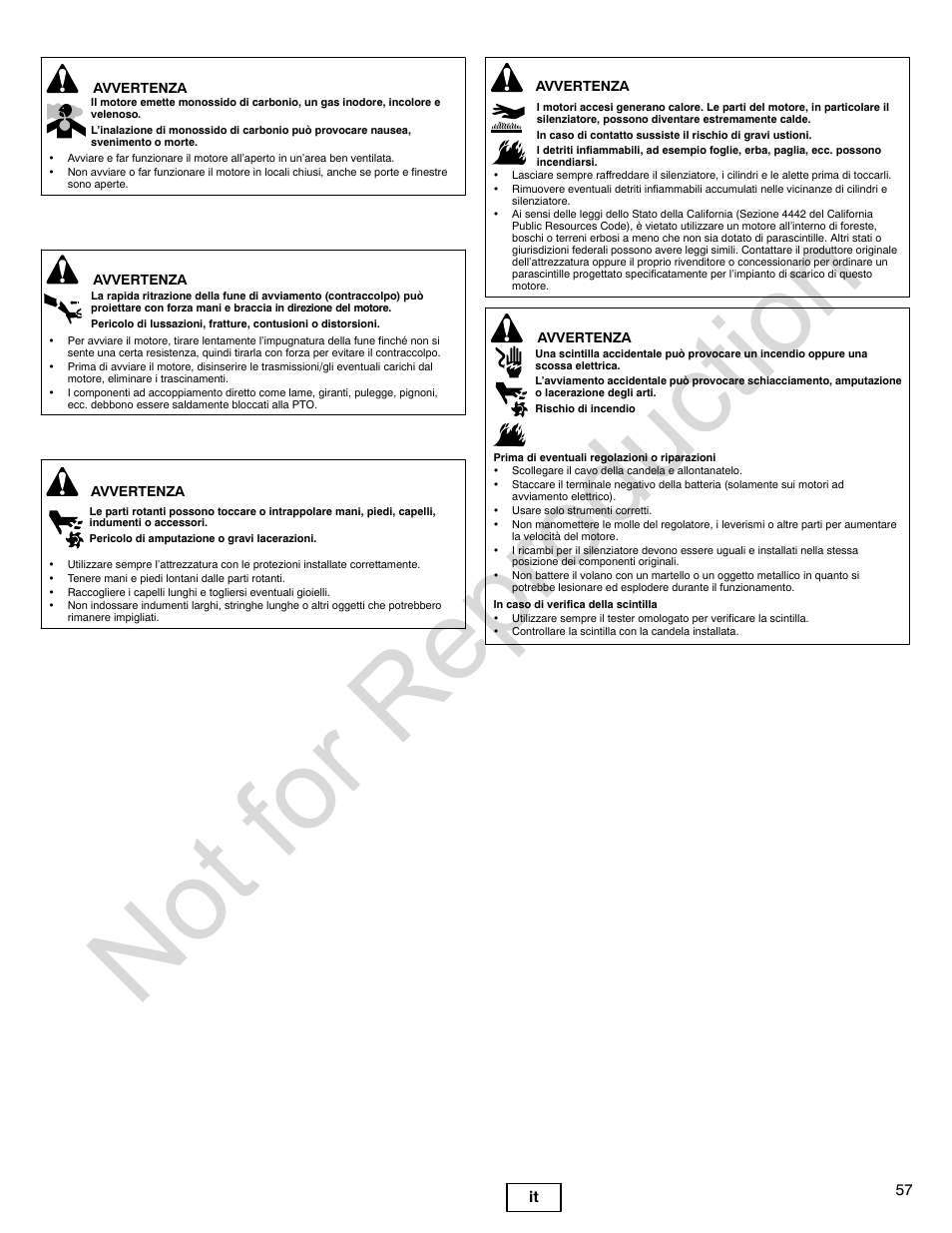 Not for reproduction | Briggs & Stratton 440000 User Manual | Page 57 / 92